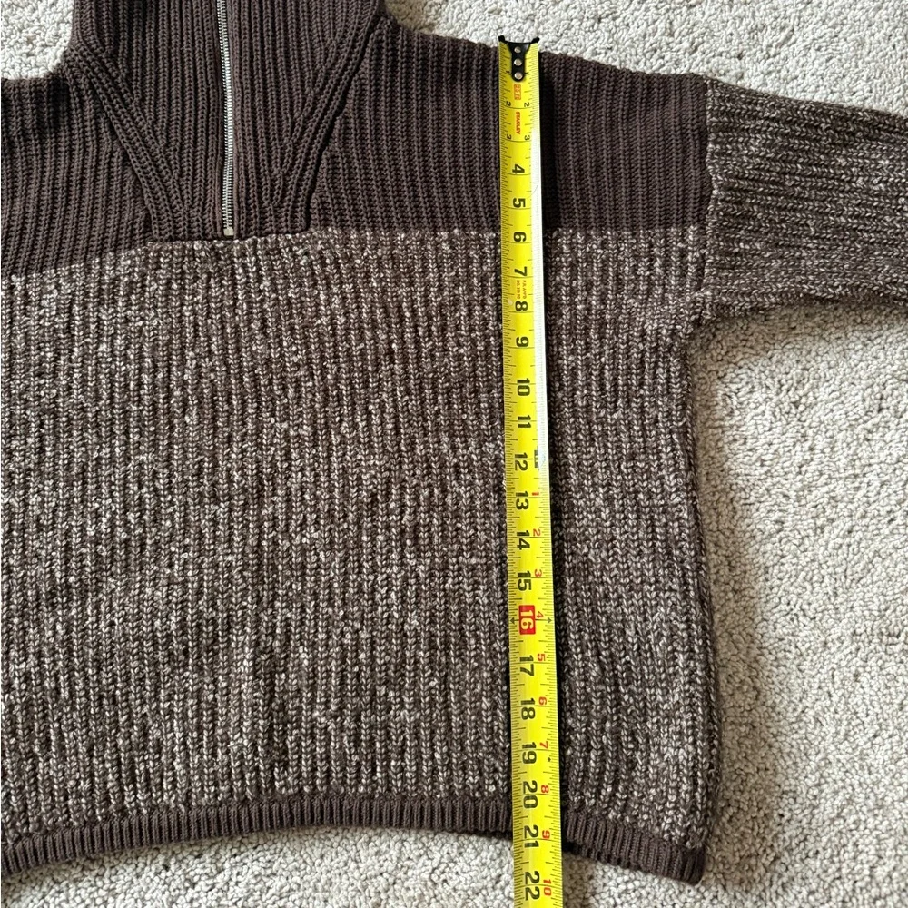 varley willard half zip knit coffee bean egret fleck Size XS  Pullover Oversized - Picture 9 of 10